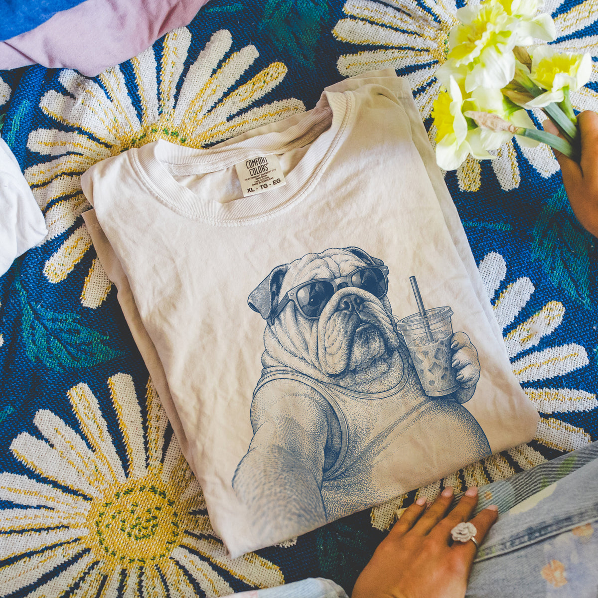 English Bulldog Dog, Iced Coffee Dog, Comfort Colors T-Shirt